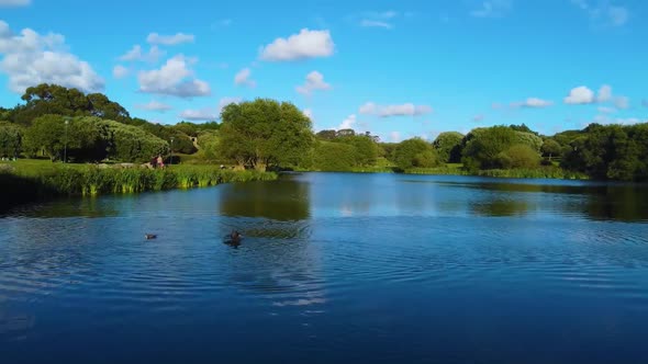 Matosinhos city park,lake and blue sky