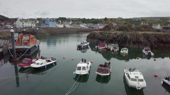 Boats moored in the scotish habour town of Portpatrick Scotland