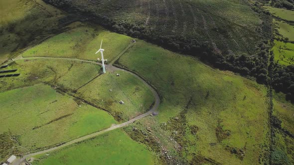 Ireland Aerogenerator Windmill Hyperlapse Aerial View