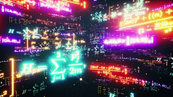 Space Neon Math Formulas 4k