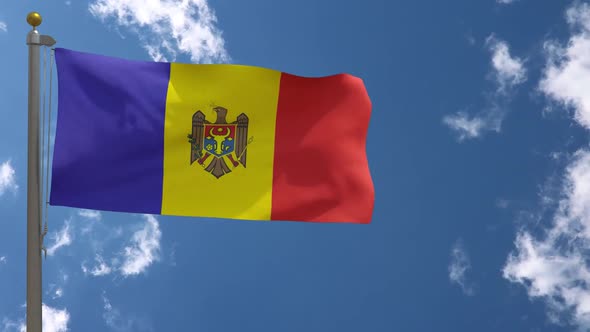 Moldova Flag On Flagpole