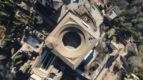 Overhead view of Palace of Charles V, a Renaissance building in Alhambra