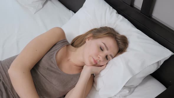 Woman Lying in Bed Feeling Uncomfortable, Unrest