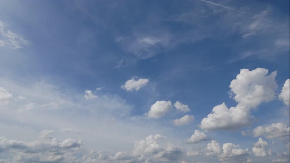 Time lapse of white cloud moving pass around sky background