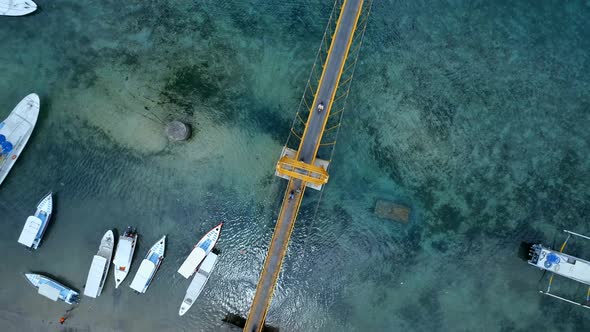 Bird's Eye View of Yellow Bridge Connecting Nusa Lembongan and Cennigan Islands