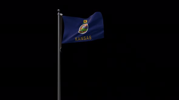 Kansas State Flag  4K  Footage With Alpha