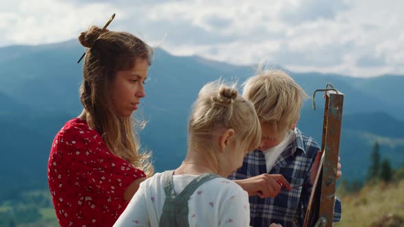 Creative Family Painting Mountains Picture