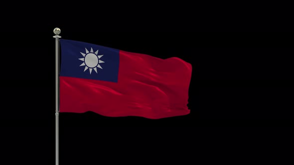 Taiwan Flag Pole Looping  Animation Include Alpha Channel