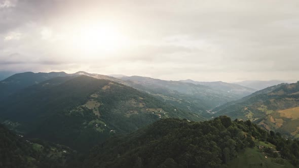 Green Forest on Mountain Ridge Aerial