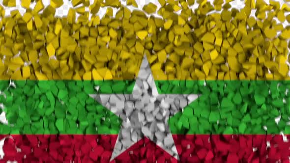 Myanmar Flag Breaking Rocks Transition