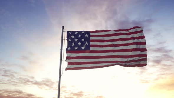 United States Flag Waving in the Wind