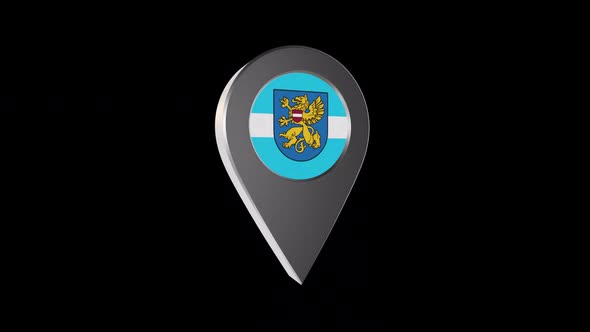 3d Animation Map Navigation Pointer With Flag Of Rezakne (Latvia) With Alpha Channel - 2K