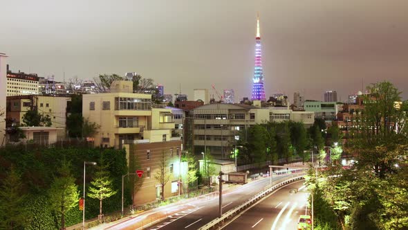 Night Time Lapse Tokyo Japan Tokyo Tower