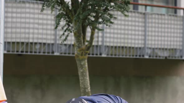 Happy Food Delivery Man Giving Order to Customer