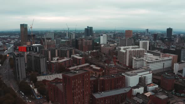 Aerial View of Manchester City in UK