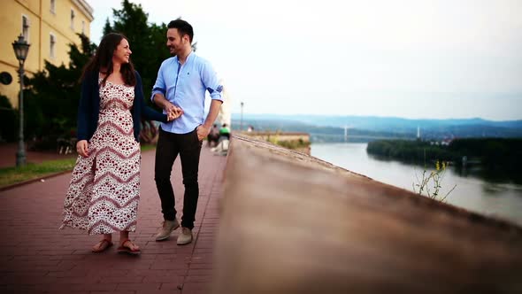 Traveling Romantic Couple Enjoying City View