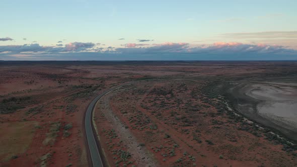 Aerial Drone Footage of Outback Australia at Sunset in Meekatharra, Western Australia