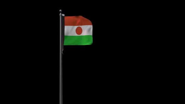 Niger Flag On Flagpole With Alpha Channel