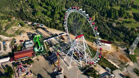 Ferris Wheel in Antalya Turkey Aerial View 4 K