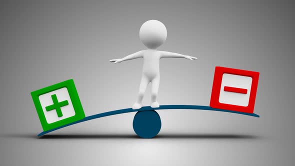 3D Man Balancing Between Plus And Minus Loop alt