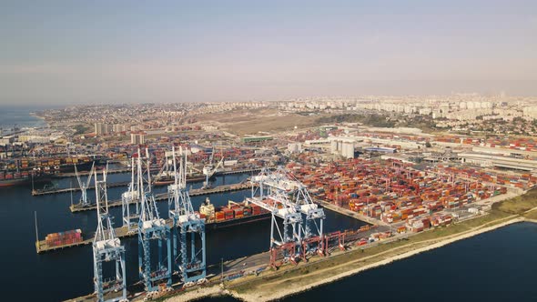 aerial view of ambarli international harbor