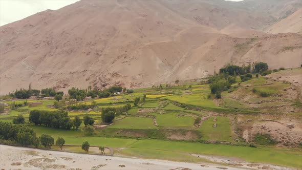 View of the Pamir, Afghanistan and Panj River Along the Wakhan Corridor.