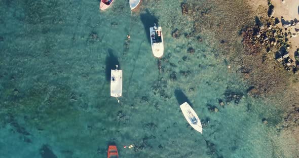 Boats in sea on sunny day