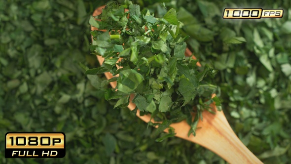 Olive Wood Spoon with Parsley