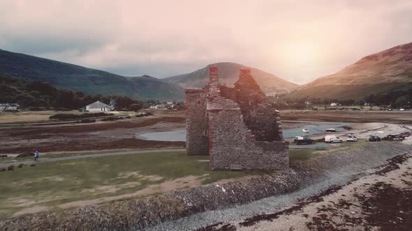 Sun Closeup Castle Ruins Aerial