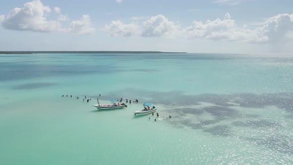 Tourist Boats At Sea With Tourists