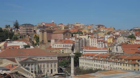 Observing Lisbon scene from Santa Justa Lift, Portugal