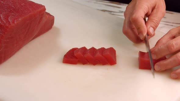 Knife Cuts Red Meat.