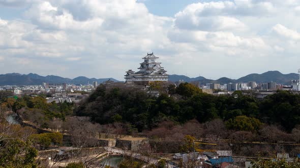 Himeji Castle Mountains Range View Japan Timelapse