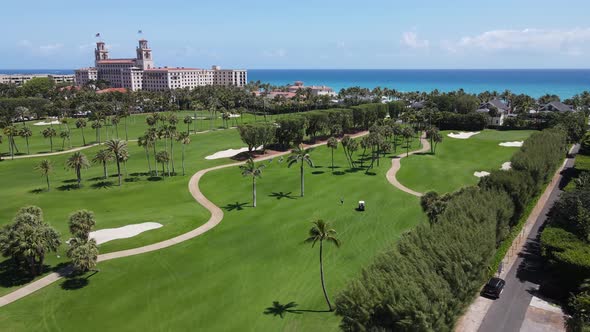 A perfectly manicured golf course near The Breakers in West Palm Beach Florida