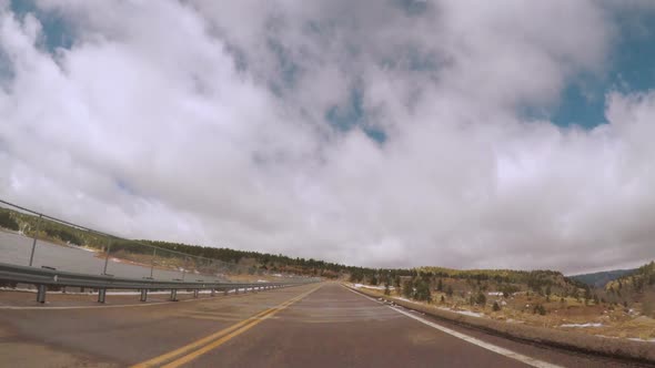 POV point of view - Driving to top of Pikes Peak in early Spring.