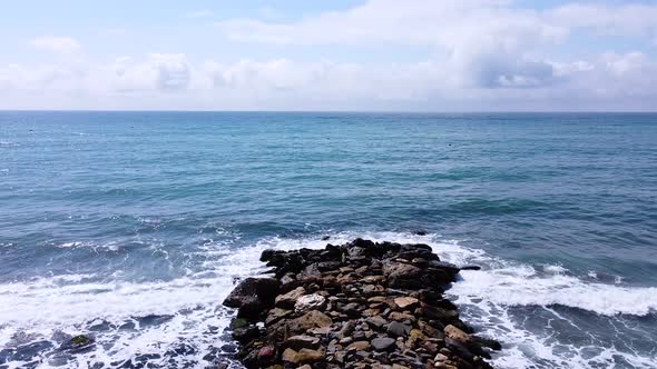 Beautiful blue sea. Sea expanse landscape, foamy waves