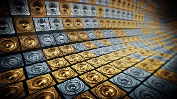 Shiny Gold And Silver Random Tiled Speakers Waving Seamless Loop 2