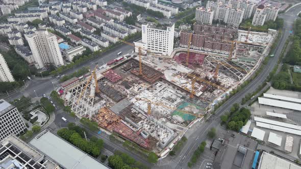 Construction Site Aerial, Shanghai, China