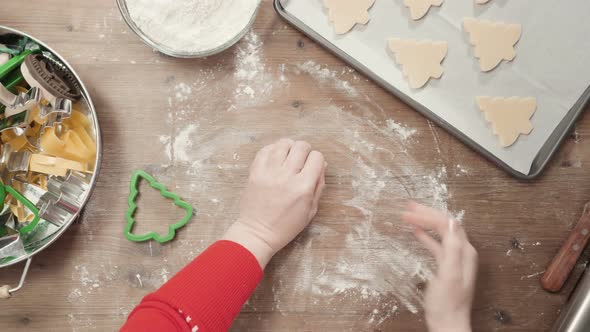 Step by step. Rolling dough. Rolling dough. Holiday season baking. Baking sugar cookies for Christma