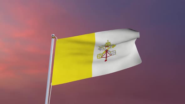 Flag Of Vatican City Waving