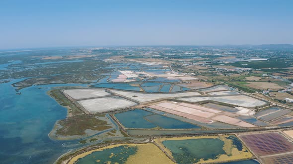 Flying over Faro district Lagoon in Portugal, Europe in the Ocean 4K