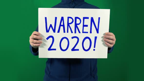 Elizabeth Warren 2020 Sign Held Up With Alpha Matte
