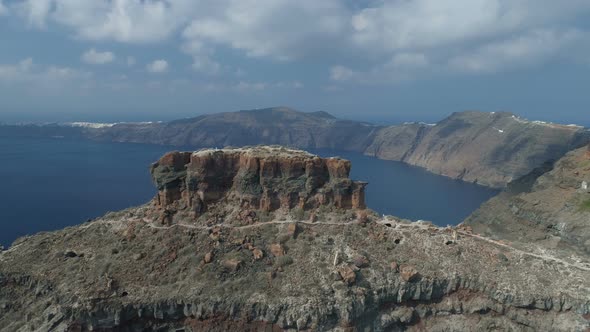 Flight Around the Rock of Skaros in Santorini