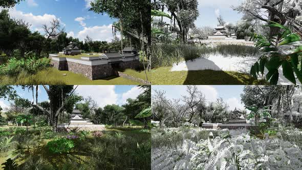 15 video packs of the old stone castle in the middle of the forest