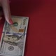 Close Up Woman Hands With Red Nails. Manicure Count Hundred Dollars Bills. - VideoHive Item for Sale