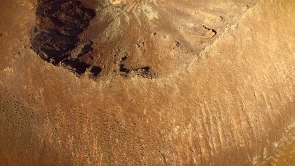 Aerial view of the volcano crater in Caldera de Gairia at Fuerteventura.