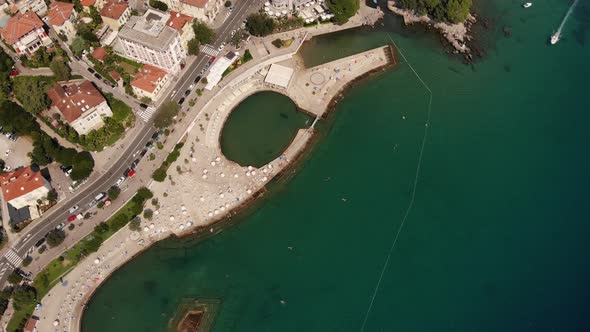 Beach and Blue Sea Coast of Opatija, Croatia