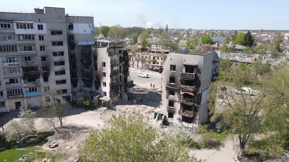 Consequences of the War  Ruined Residential Building in Borodyanka Ukraine