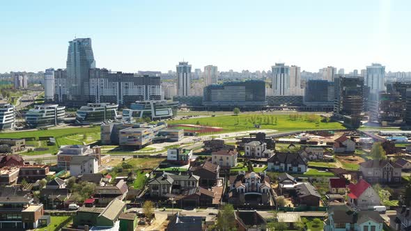 View From the Height of the Drozdovsky District and Pobediteley Avenue in Minsk