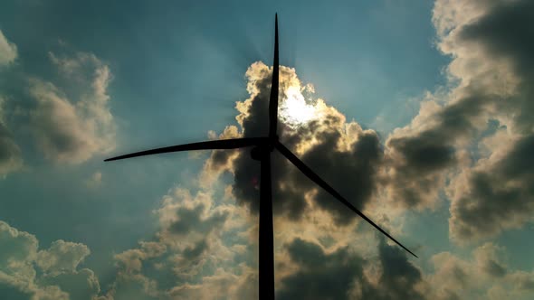 Wind Turbine With Epic Clouds